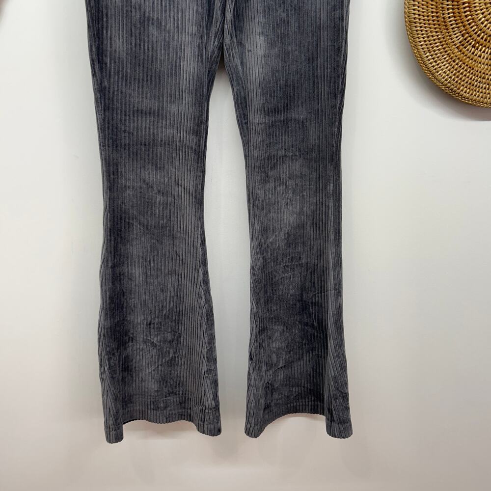 Aerie Gray Velvet Rib Flare Wide Leg Knit Pant Small Hippie Boho Loungewear - Picture 4 of 5